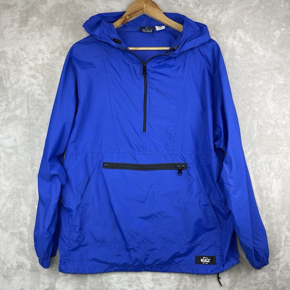 Woolrich Vintage 80s Anorak Jacket Men's Medium Cobalt Blue Nylon Gorpcore Hike